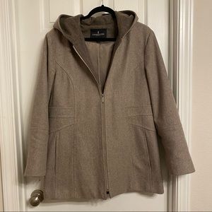 Taupe Grey Coat with Hoodie